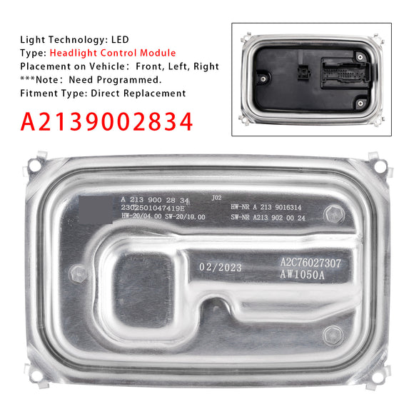 LED Headlight Control Module A2139002834 For Mercedes GT CLS E GLA GLB