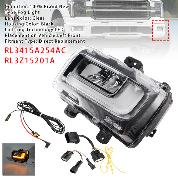 Lámpara de luz antiniebla delantera LED izquierda para Ford F150 2024-2025 RL3415A254AC RL3Z15201A