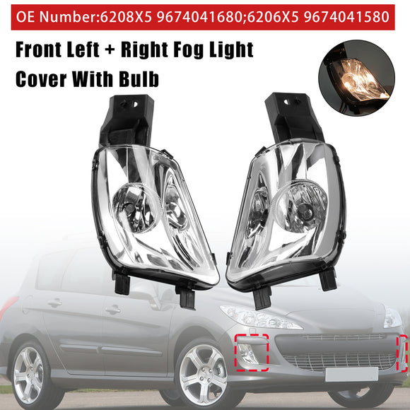 Front Left + Right Fog Light 6208X5 9674041680 For Peugeot 308 CC 4B Hatchback 2007-2014