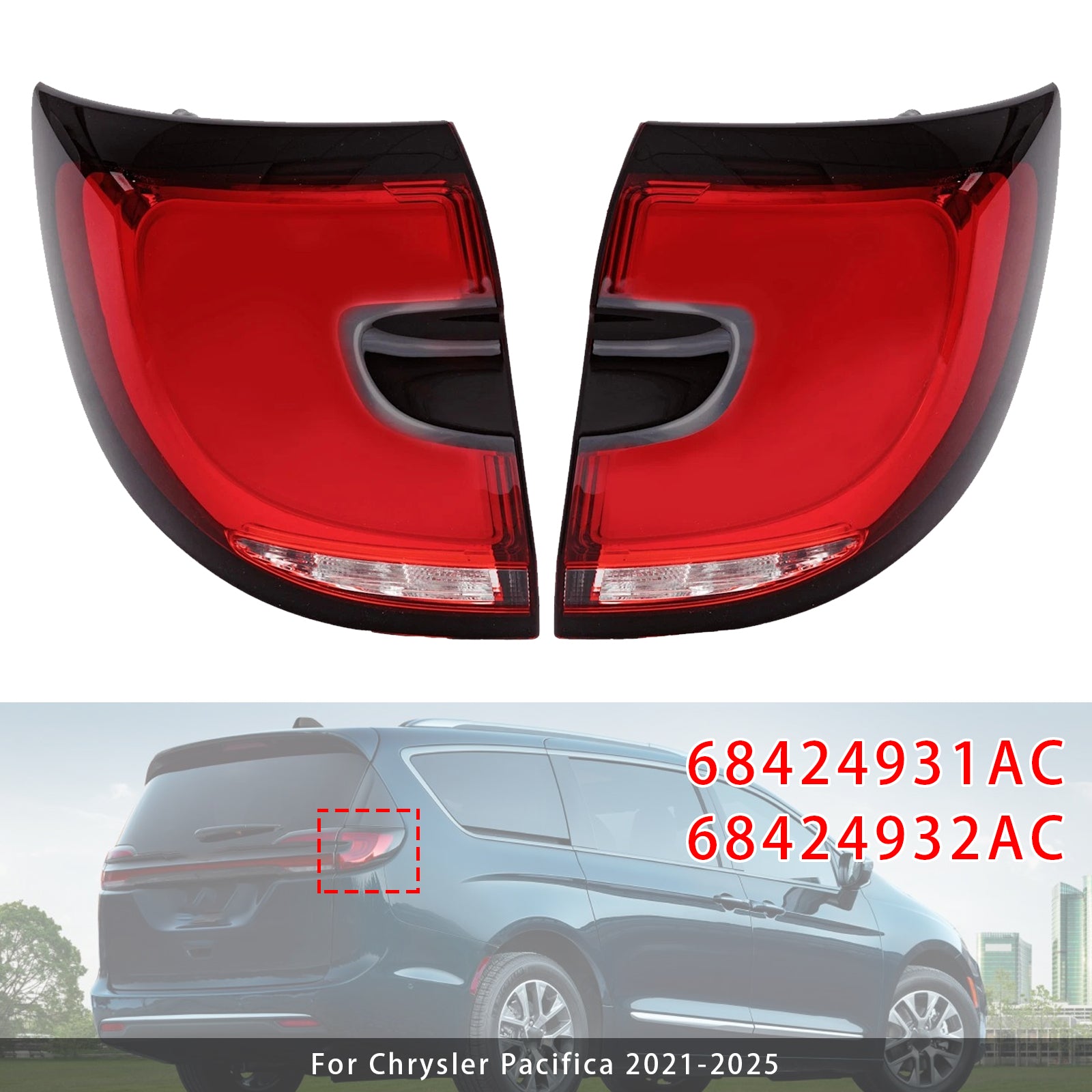 Pair Left+Right Tail Light 68424931AC 68424932AC For Chrysler