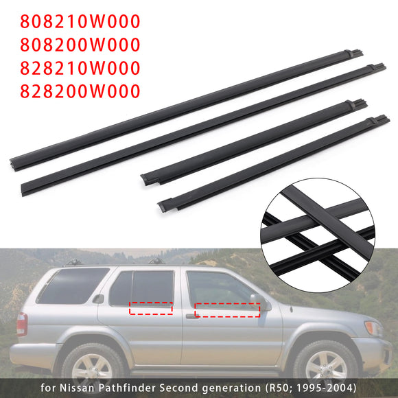4PCS Weatherstrip Door Belt Seal Out For Nissan Pathfinder Terrano R50 1995-2004