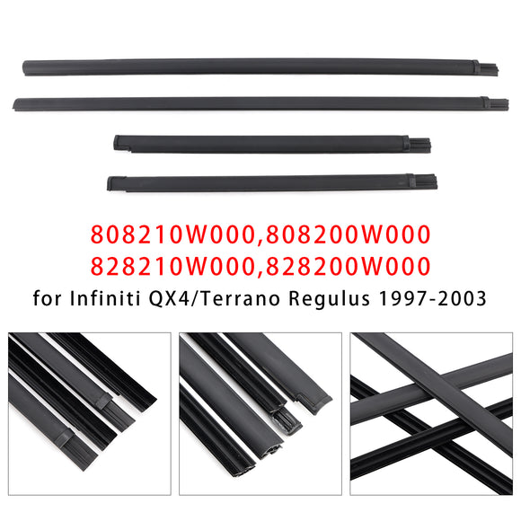 4PCS Weatherstrip Door Belt Seal Out For Nissan Pathfinder Terrano R50 1995-2004