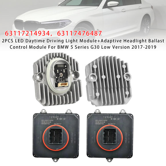 2PCS LED Tagfahrlicht Modul + Adaptive Scheinwerfer Ballast Control Modul Für BMW 5 Series G30 Niedrige Version 2017-2019