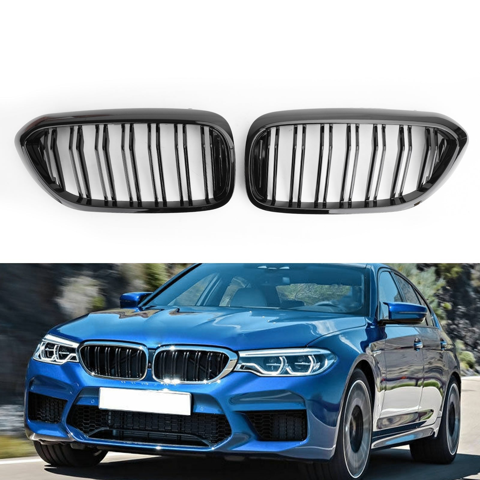 Calandre avant noire brillante pour BMW Série 5 G30 G31 530i/530i xDrive/540i/540i xDrive 2017-2019