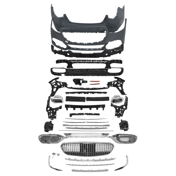 Kit de carrocería delantero y trasero compatible con Mercedes Benz Clase S W223 Rejuvenecimiento facial estilo Maybach 2021-2022