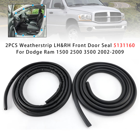 2PCS Weatherstrip Front Door Seal 5131160 For Dodge Ram 1500 2500 3500 2002-2009