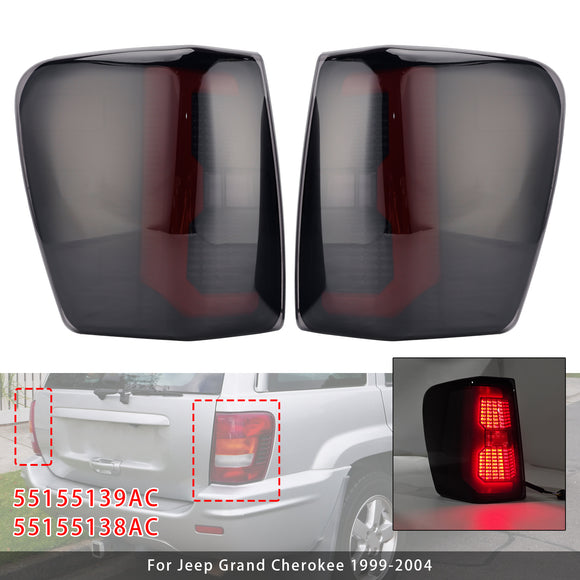 2PCS Smoke Black Brake Tail Lights Tailight 55155139AC 55155138AC For Jeep Grand Cherokee 1999-2004