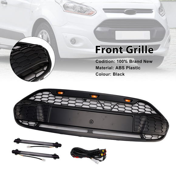 Griglia a nido d'ape nera opaca per paraurti anteriore stile Raptor Ford Transit Connect 2014-2018 con LED