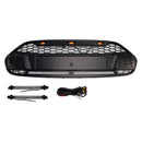 Griglia a nido d'ape nera opaca per paraurti anteriore stile Raptor Ford Transit Connect 2014-2018 con LED-4
