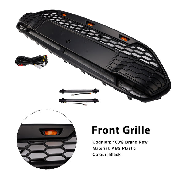 Griglia a nido d'ape nera opaca per paraurti anteriore stile Raptor Ford Transit Connect 2014-2018 con LED