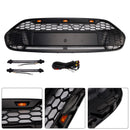 Griglia a nido d'ape nera opaca per paraurti anteriore stile Raptor Ford Transit Connect 2014-2018 con LED-6