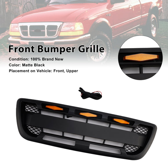 1998–2000 Ford Ranger Honeycomb Raptor Style Grill Frontstoßstange Mattschwarzer Grill mit LED-Licht