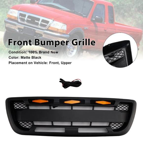1998–2000 Ford Ranger Honeycomb Raptor Style Grill Frontstoßstange Mattschwarzer Grill mit LED-Licht