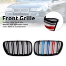 2PCS Gloss Black Front Bumper Grille Grill Fit BMW X3 E83 2007-2010 LCI-2