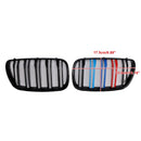 2PCS Gloss Black Front Bumper Grille Grill Fit BMW X3 E83 2007-2010 LCI-7