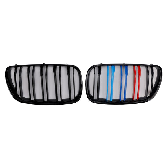 2PCS Gloss Black Front Bumper Grille Grill Fit BMW X3 E83 2007-2010 LCI