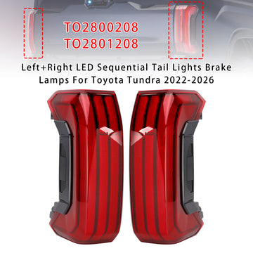 Toyota Tundra 2022-2026 Left+Right LED Sequential Tail Lights Brake Lamps TO2800208 TO2801208 - 0