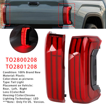 Toyota Tundra 2022-2026 Left+Right LED Sequential Tail Lights Brake Lamps TO2800208 TO2801208 - 0