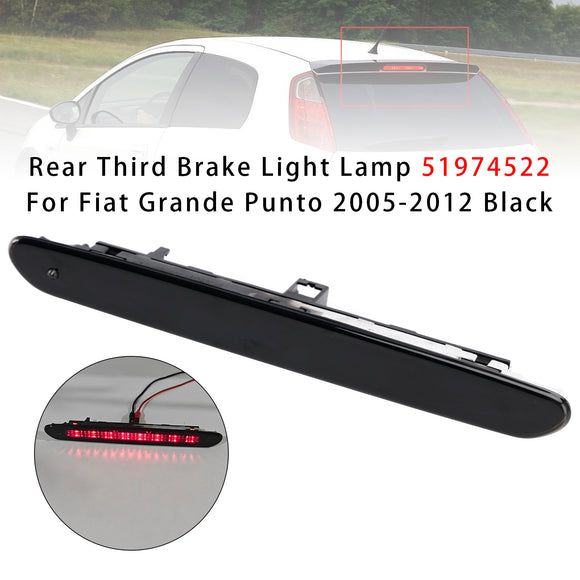 Rear Third Brake Light Lamp 51974522 For Fiat Grande Punto 2005-2012 Black