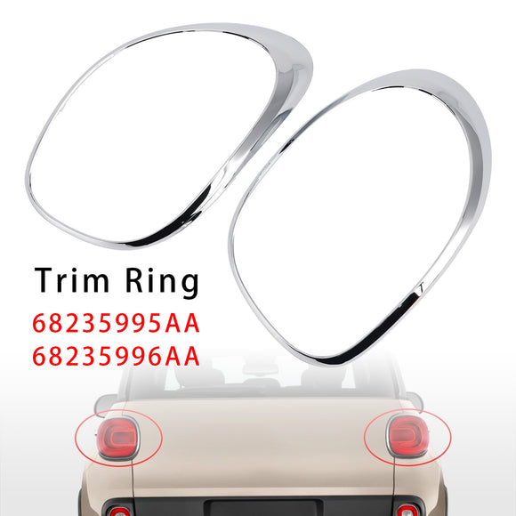 Vasen+oikea takavalon lampun koristerengas Fiat 500L 2014-2020 kromille