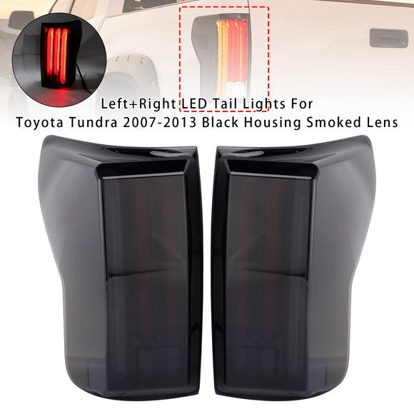 Links + Rechts LED-achterlichten voor Toyota Tundra 2007-2013 Zwarte behuizing Gerookte lens