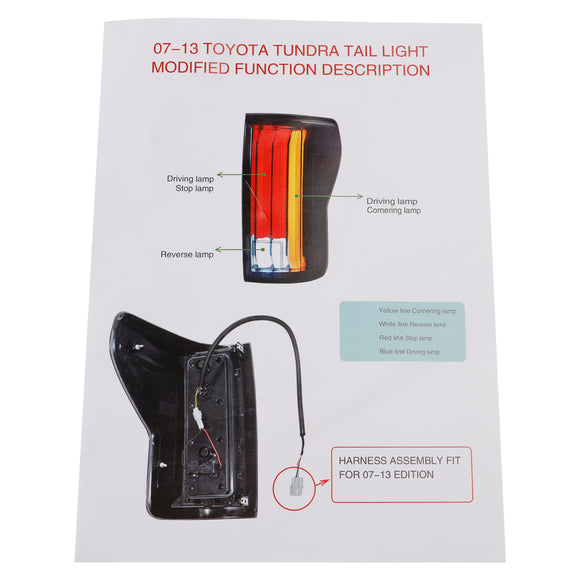 Links + Rechts LED-achterlichten voor Toyota Tundra 2007-2013 Zwarte behuizing Gerookte lens