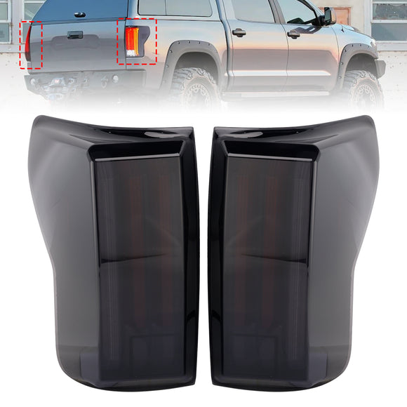 Links + Rechts LED-achterlichten voor Toyota Tundra 2007-2013 Zwarte behuizing Gerookte lens