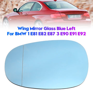 Wing Mirror Glass Blue Left For BMW 1 Series E81 E82 E87 3 Series E90 E91 E92