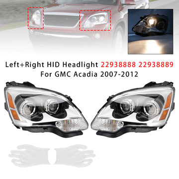 Left+Right HID Headlight 22938888 22938889 For GMC Acadia 2007-2012 - 0