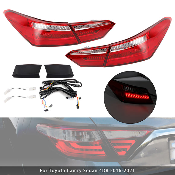 Left+ Right Red Rear LED Brake Tail Lights For Toyota Camry Sedan 4DR 2016-2021