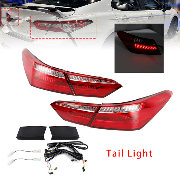 Left+ Right Red Rear LED Brake Tail Lights For Toyota Camry Sedan 4DR 2016-2021