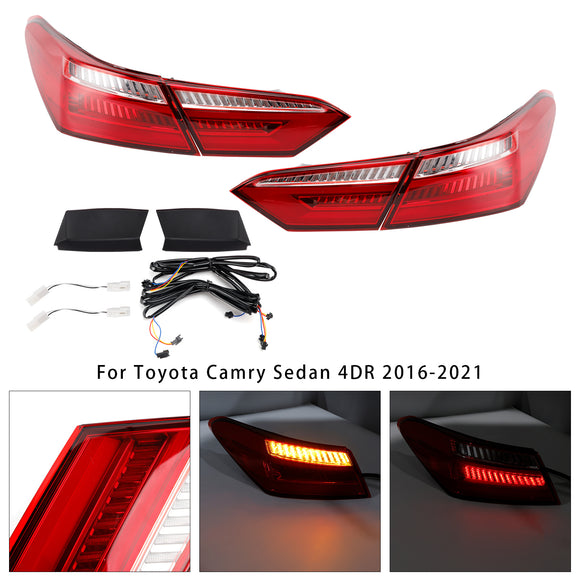 Left+ Right Red Rear LED Brake Tail Lights For Toyota Camry Sedan 4DR 2016-2021