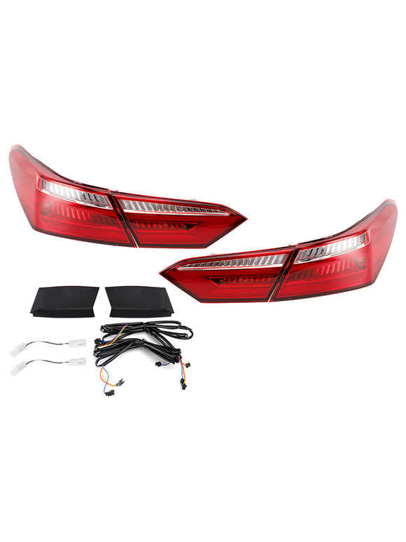 Left+ Right Red Rear LED Brake Tail Lights For Toyota Camry Sedan 4DR 2016-2021