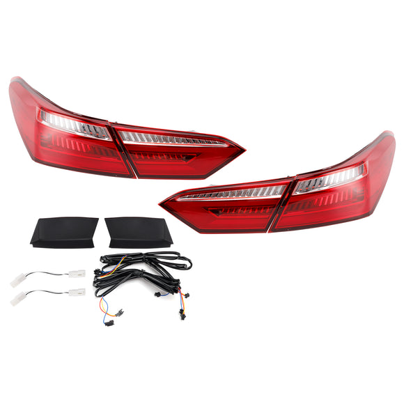 Left+ Right Red Rear LED Brake Tail Lights For Toyota Camry Sedan 4DR 2016-2021