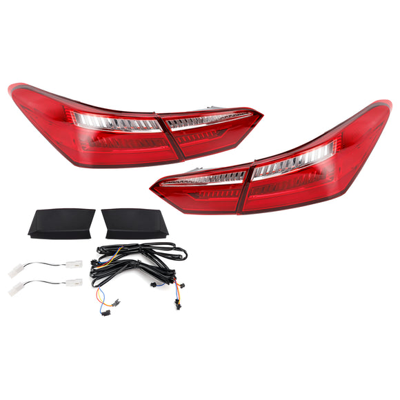 Left+ Right Red Rear LED Brake Tail Lights For Toyota Camry Sedan 4DR 2016-2021