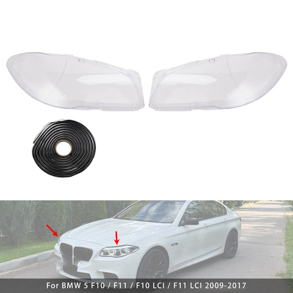 Left+Right Headlight Plastic Cover with Seal Kit  171425-02 63117271912 For BMW 5  F10 F11 2009-2017
