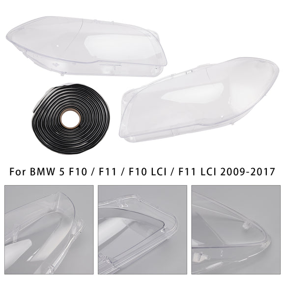 Left+Right Headlight Plastic Cover with Seal Kit  171425-02 63117271912 For BMW 5  F10 F11 2009-2017