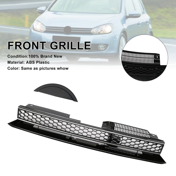 Rejilla de ajuste cromado negro con barra alta delantera estilo GTI compatible con VW Golf 6 MK6 2010-2014
