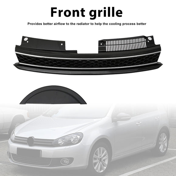 Rejilla de ajuste cromado negro con barra alta delantera estilo GTI compatible con VW Golf 6 MK6 2010-2014