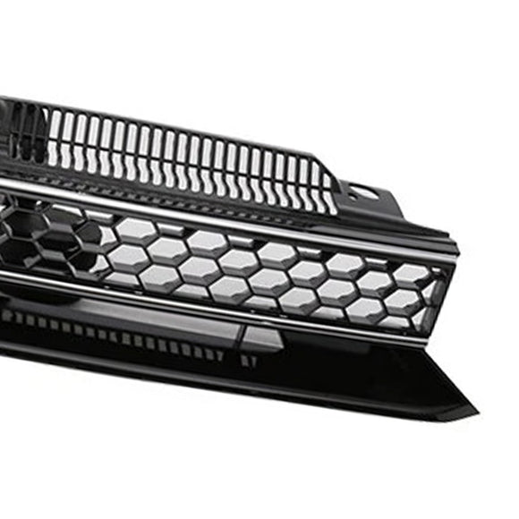 Rejilla de ajuste cromado negro con barra alta delantera estilo GTI compatible con VW Golf 6 MK6 2010-2014