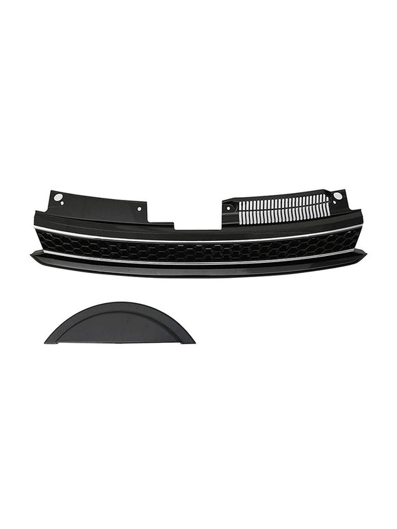 Rejilla de ajuste cromado negro con barra alta delantera estilo GTI compatible con VW Golf 6 MK6 2010-2014