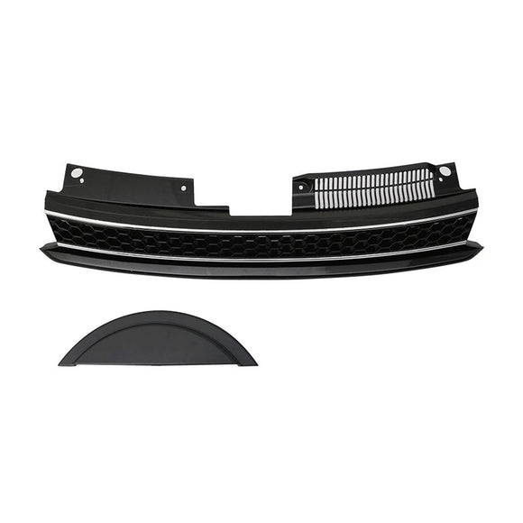 Rejilla de ajuste cromado negro con barra alta delantera estilo GTI compatible con VW Golf 6 MK6 2010-2014