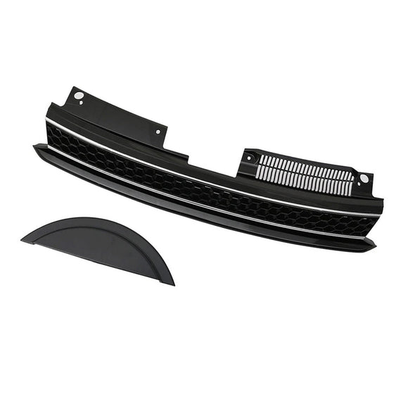 Rejilla de ajuste cromado negro con barra alta delantera estilo GTI compatible con VW Golf 6 MK6 2010-2014