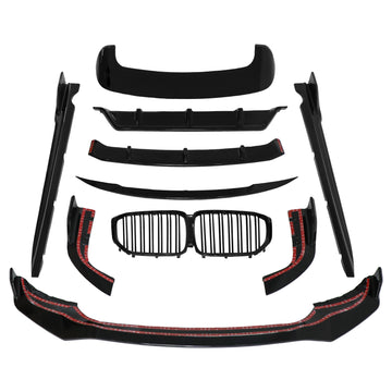 BMW X5 G05 2019-2026 Gloss Black Diffuser Body Kit Front lip+Side Skirts + Rear Diffuser + Roof Spoiler + Trunk Spoiler + Grille