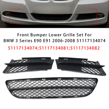 Front Bumper Lower Grille Set For BMW 3 Series E90 E91 2006-2008 51117134074 - 0