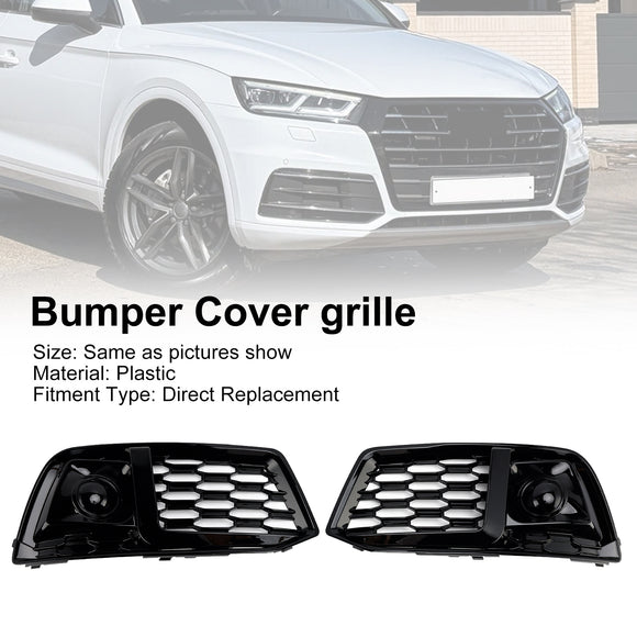 2PCS Front Bumper Cover Grill Grille Bezel Insert Fit Audi Q5 2018-2022 W/ACC