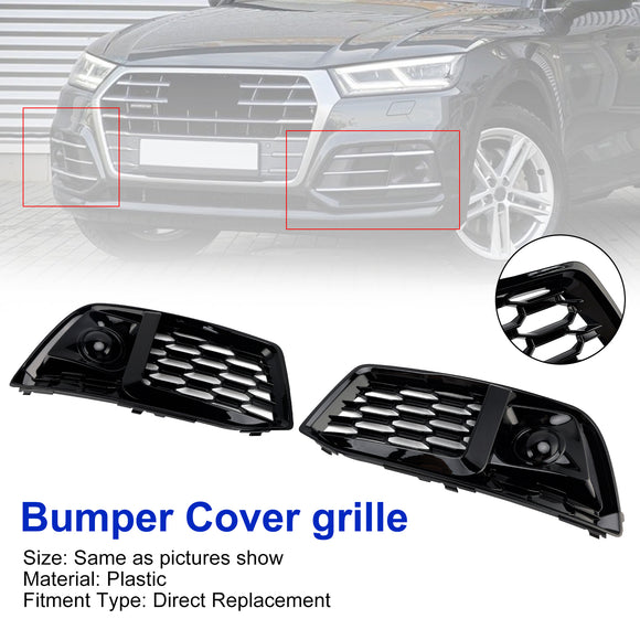 2PCS Front Bumper Cover Grill Grille Bezel Insert Fit Audi Q5 2018-2022 W/ACC