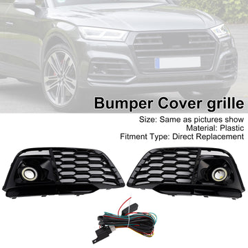Fog Light Grille Cover 80A807680L Fit Audi Q5 SQ5 2018-2022 Pre-Facelift W/ACC - 0