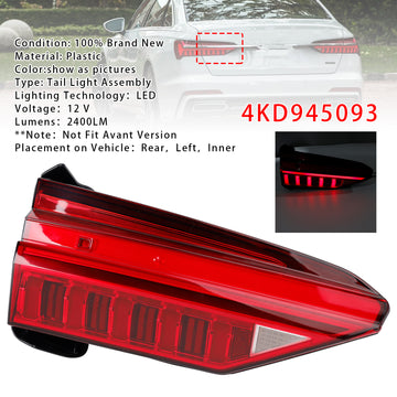 2019-2023 Audi A6 C8 Left LED Inner Tail Light Assembly 4KD945093 4K5945093 - 0