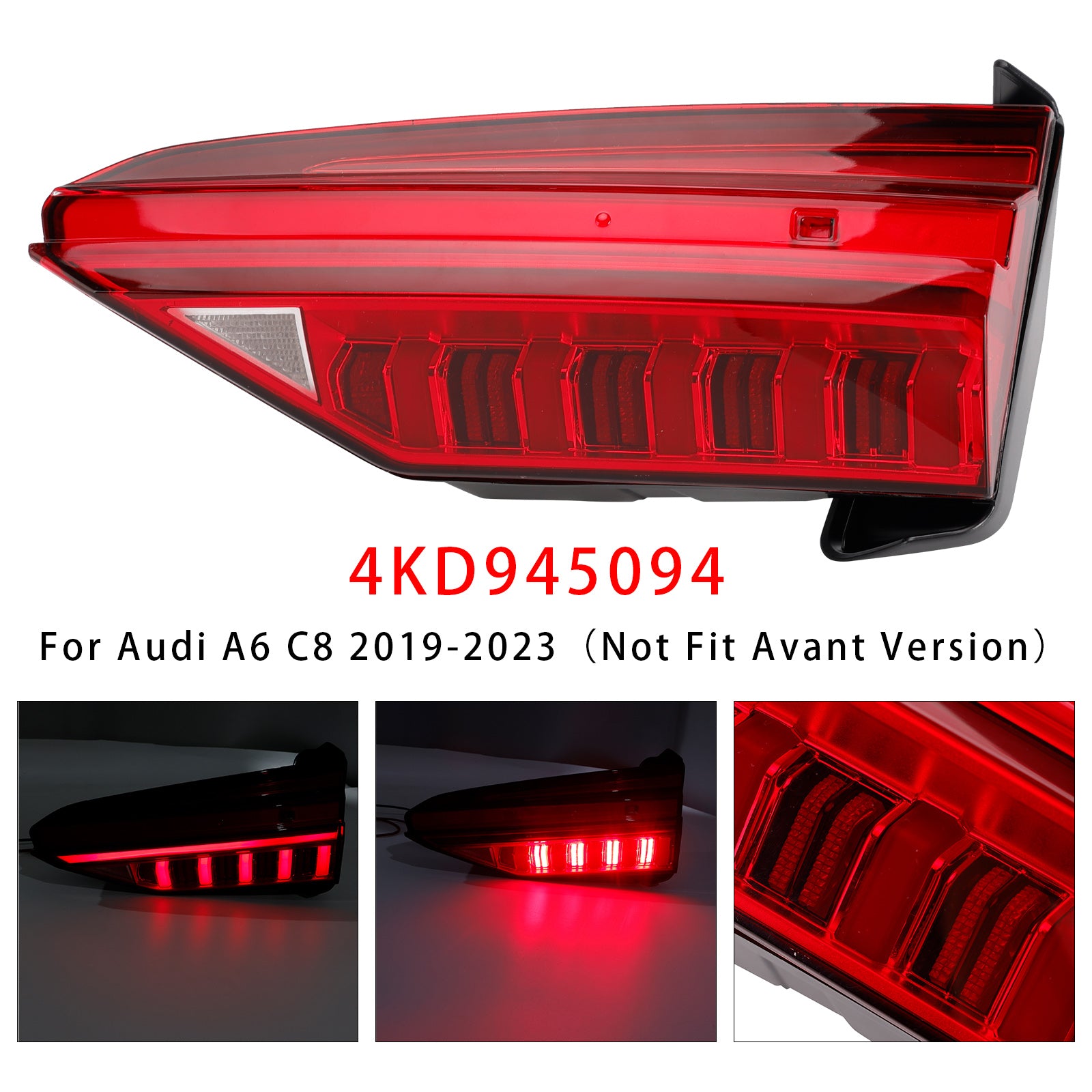 2019-2023 Audi A6 C8 Right LED Inner Tail Light Assembly 4KD945094